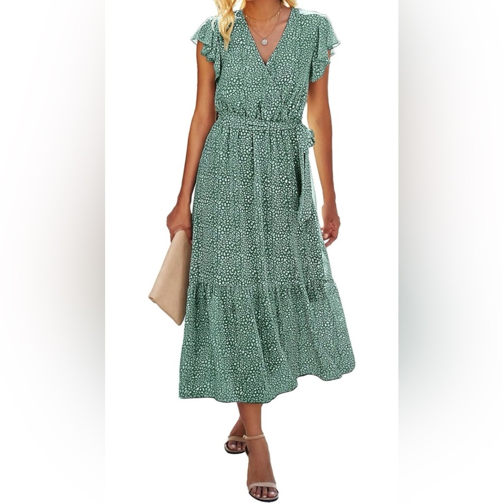 Floral Wrap V-Neck Dress